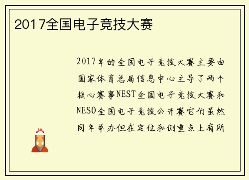 2017全国电子竞技大赛